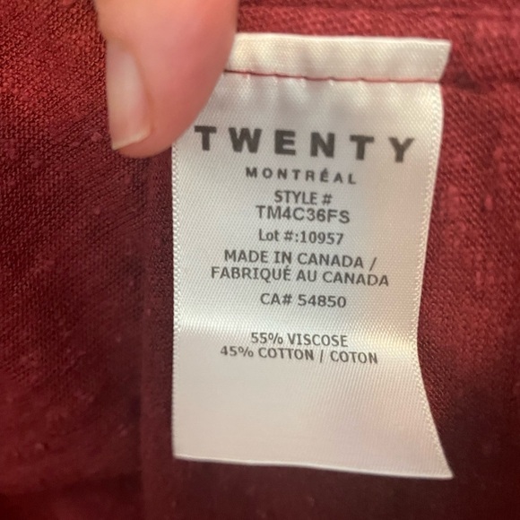 Twenty Montreal Men's Red Long Sleeve Tee Button Slub Henley - Picture 11 of 13